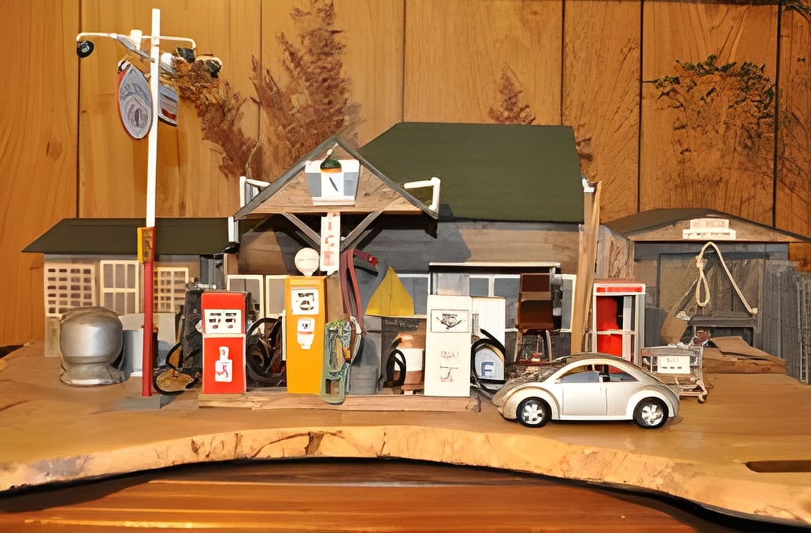 Scale model of the original Howland's Store and Howland Express fuel center in Live Oak, Florida.