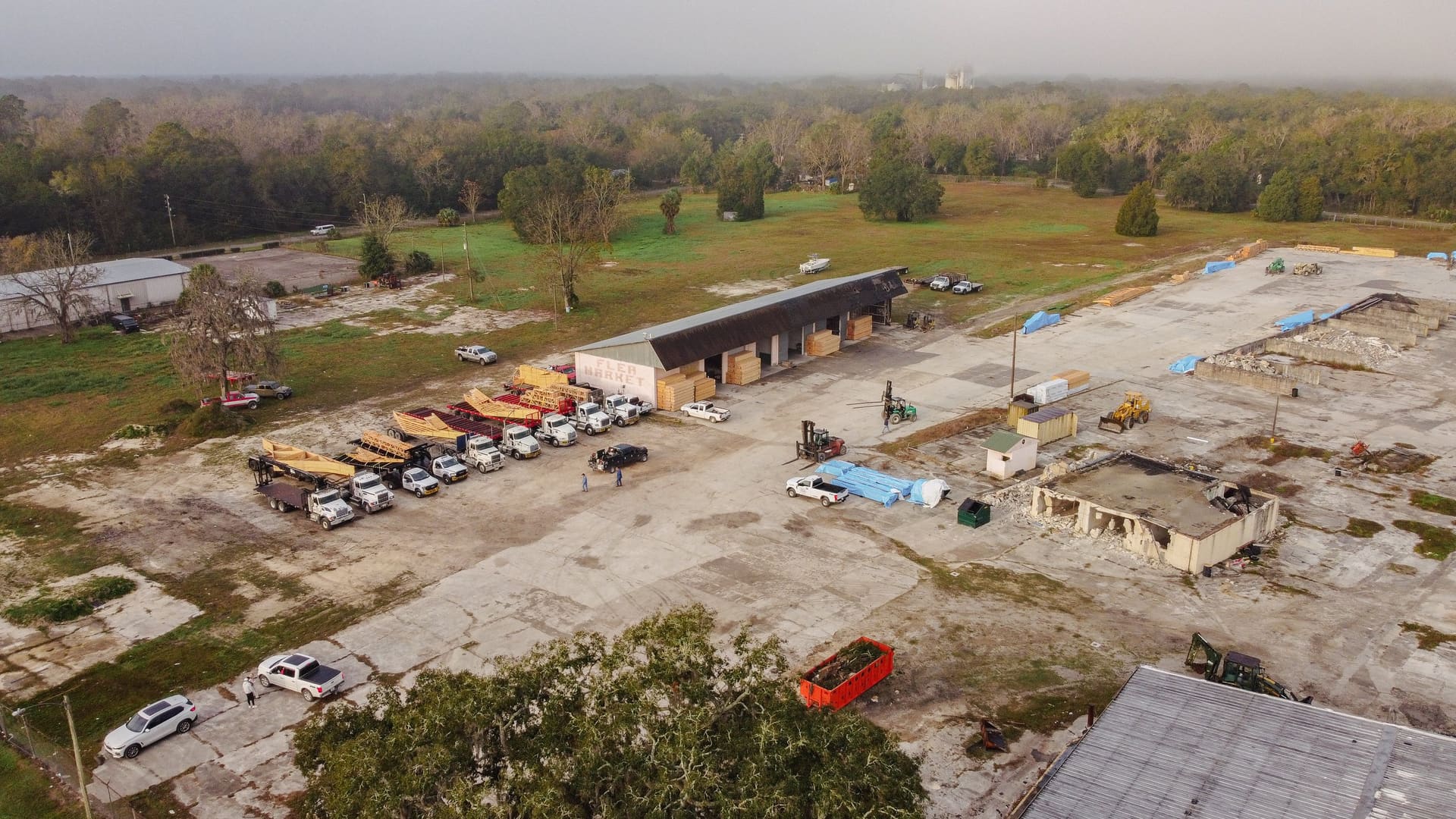 Aerial view of the Howland Truss manufacturing facility in Live Oak, FL